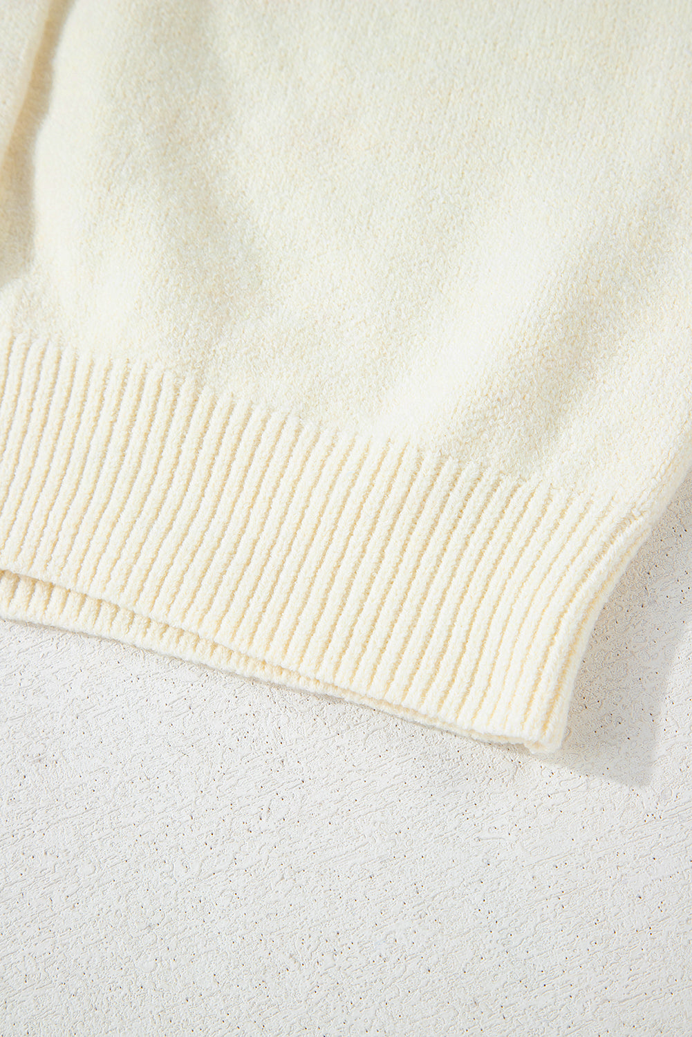 White Hooded Button Up Drop Shoulder Sweater Cardigan