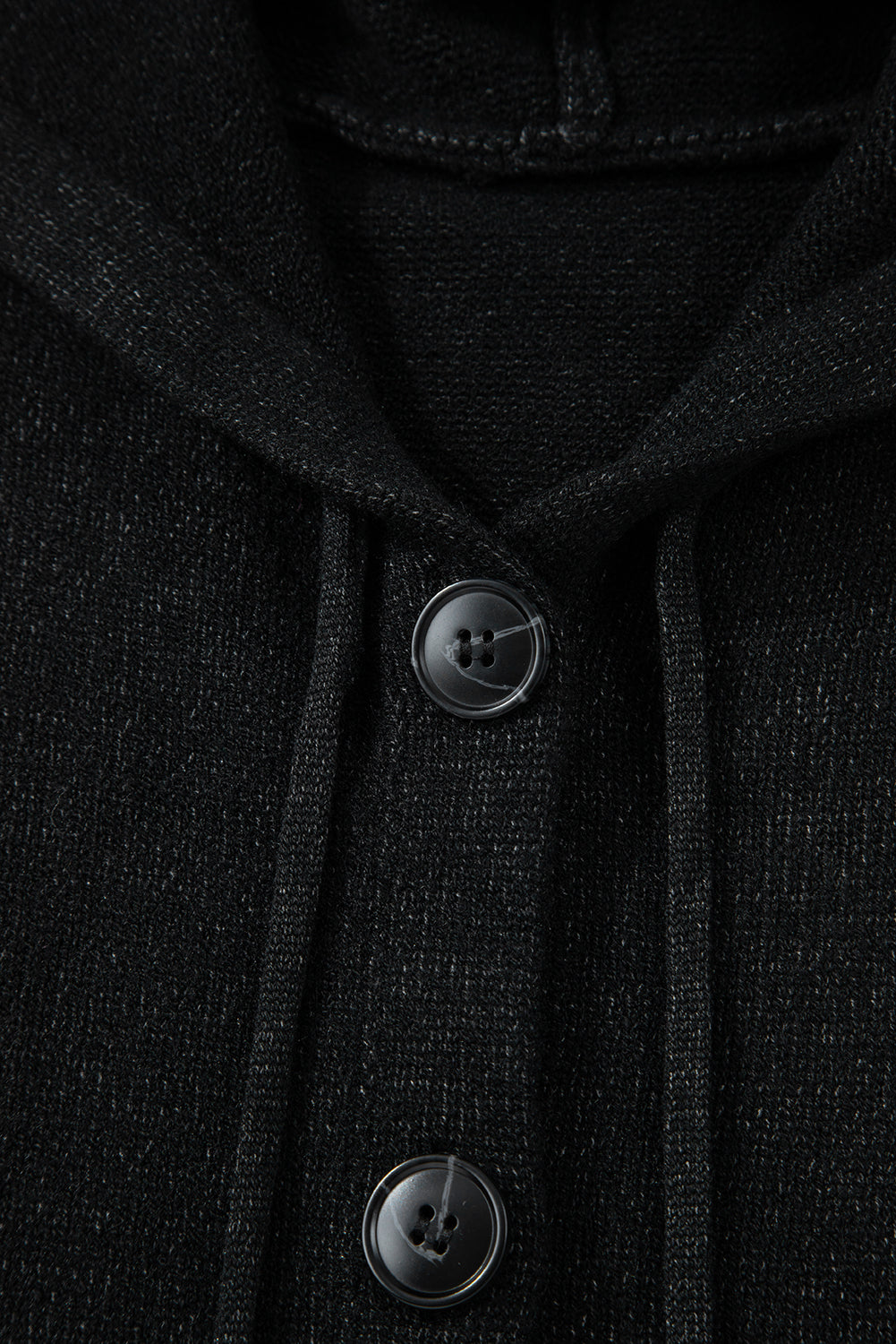 White Hooded Button Up Drop Shoulder Sweater Cardigan