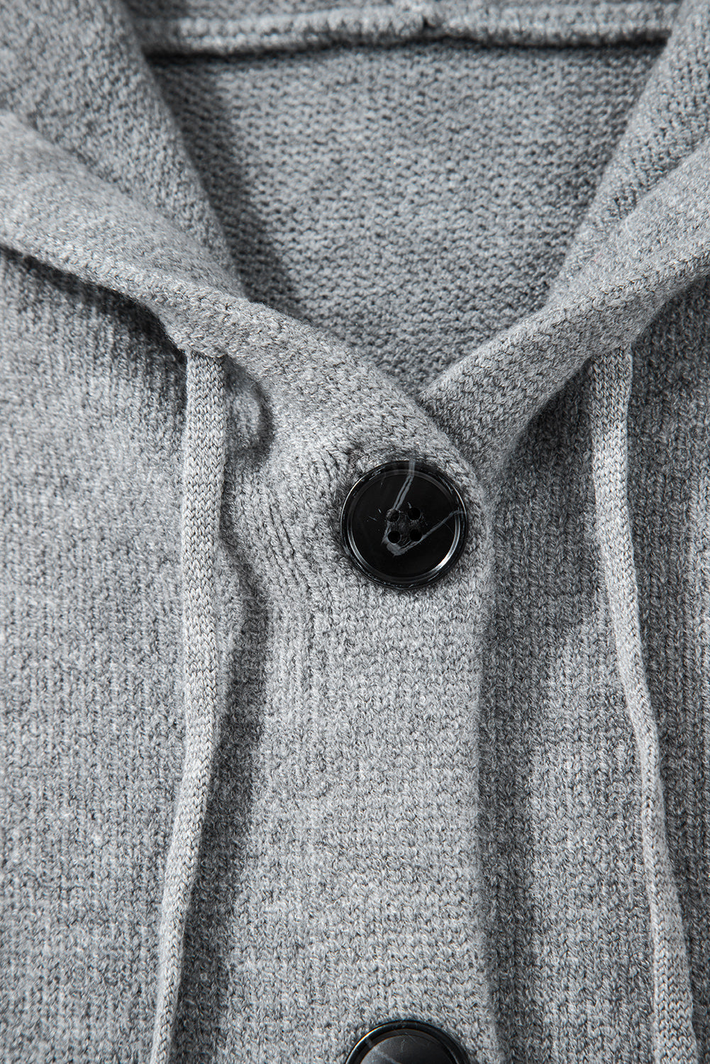 White Hooded Button Up Drop Shoulder Sweater Cardigan