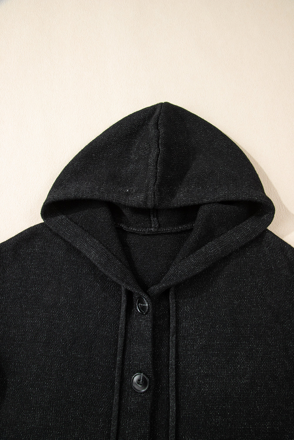 White Hooded Button Up Drop Shoulder Sweater Cardigan