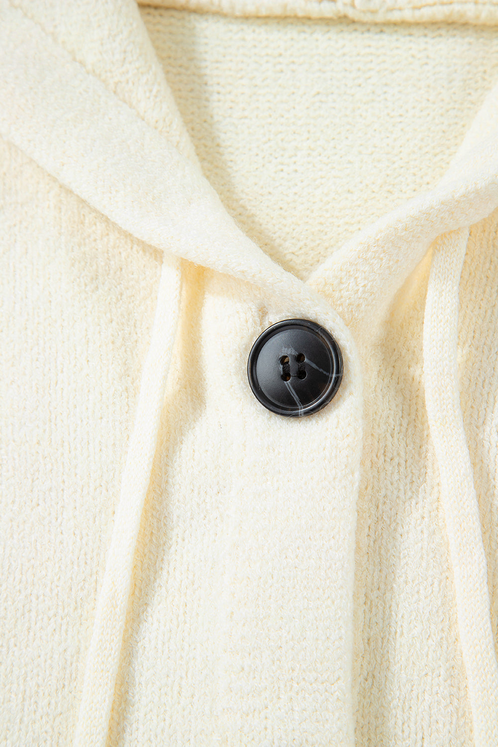 White Hooded Button Up Drop Shoulder Sweater Cardigan